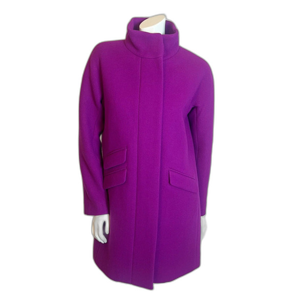 NWT J. Crew Cocoon Stadium Cloth by Nello Gori Bright Purple Wool Jacket Size 4